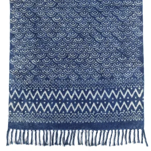 Fish Scale Cotton Area Rug Indigo Blue Carpet - Image 3