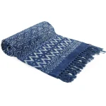 Fish Scale Cotton Area Rug Indigo Blue Carpet - Image 2