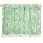 Green Hand Block Floral Printed Cotton Curtain