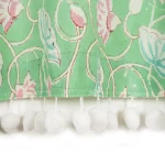 Green Hand Block Floral Printed Cotton Curtain - Image 2