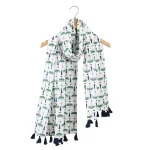 Green Umbrella Print Cotton Scarf Hijab Stole
