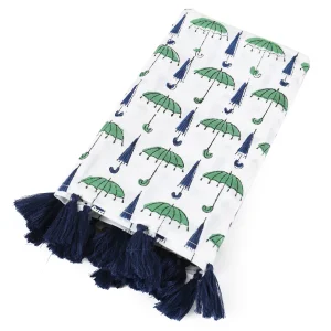 Green Umbrella Print Cotton Scarf Hijab Stole - Image 4