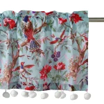 Grey Bird Print Window Kitchen Curtain - Image 4