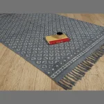 Grey Block Printed Floor Mat Carpet Dari Rug