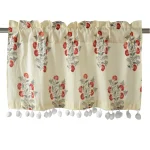 Half Window Kitchen Curtain Beige Floral - Image 2