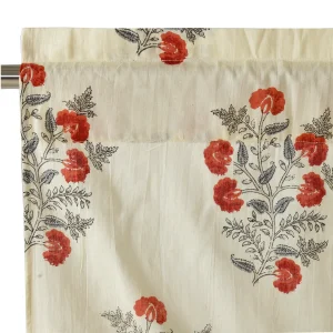 Half Window Kitchen Curtain Beige Floral - Image 4