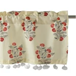 Half Window Kitchen Curtain Beige Floral - Image 3