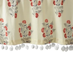 Half Window Kitchen Curtain Beige Floral - Image 5