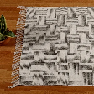 White Block Printed Beach Yoga Mat 3'x5' Ft - Image 3