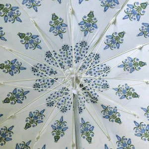 Hand Block Blue Floral Printed Big Garden Umbrella - Image 4