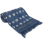 Hand Block Ikat Print Cotton Area Rug 6'3"x 4' Feet - Image 2