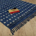 Hand Block Ikat Print Cotton Area Rug 6'3"x 4' Feet