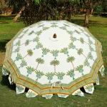 Hand Block Palm Tree Print Garden Umbrella