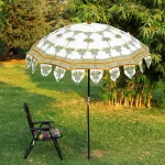 Hand Block Palm Tree Print Garden Umbrella - Image 2