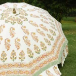 Indian Hand Block Print Floral Garden Umbrella - Image 5