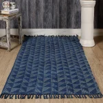 Indigo Blue Abstract Print Room Decor Carpet