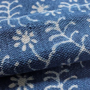 Indigo Blue Abstract Printed Cotton Carpet - Image 4