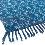 Indigo Blue Abstract Printed Cotton Carpet - Image 3