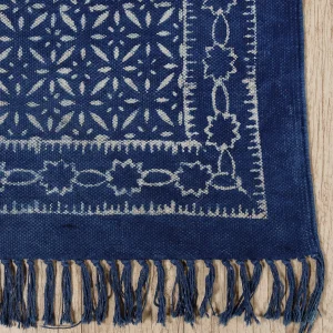 Indigo Blue Block Printed Rug Carpet Cotton Mat - Image 3