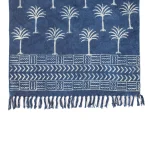 Indigo Blue Palm Tree Printed Cotton Rug / Carpet - Image 4