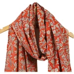 Maroon Beige Hand Block Print Scarf Neck Wraps - Image 4
