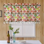Multi Color Elephant Print Cotton Kitchen Curtain