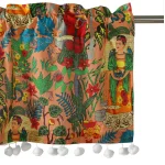 Peach Frida Kahlo Print Half Window Curtain - Image 4