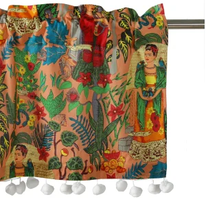 Peach Frida Kahlo Print Half Window Curtain - Image 4