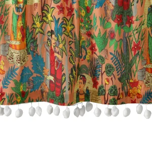 Peach Frida Kahlo Print Half Window Curtain - Image 5