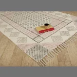 Sangeaner Hand Block Printed Cotton Rug / Carpet