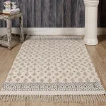 White Block Print Rugs Garden Area Rug