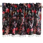 Black Bird Print Cotton Kitchen Curtain 40"x18" - Image 2