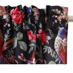 Black Bird Print Cotton Kitchen Curtain 40"x18" - Image 3