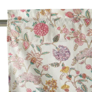 White Floral Print Cotton Kitchen Curtain 40"x18" - Image 5