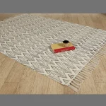 White Hand Block Print Cotton Floor Carpet