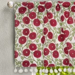 White Maroon Floral Print Cotton Kitchen Curtain - Image 2