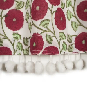 White Maroon Floral Print Cotton Kitchen Curtain - Image 3