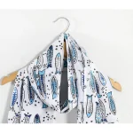 Blue Fish Printed Pure Cotton Hijab Neck Wraps Scarf - Image 2