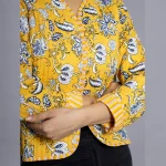 Beautiful Yellow Floral Print Quilted Jacket - Image 6