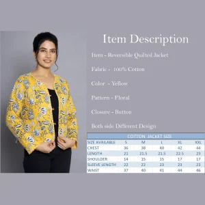Beautiful Yellow Floral Print Quilted Jacket - Image 7