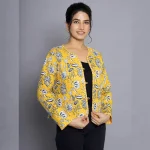 Beautiful Yellow Floral Print Quilted Jacket