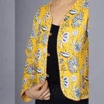 Beautiful Yellow Floral Print Quilted Jacket - Image 4