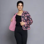 Black & Pink Floral Women Long Sleeves Jacket - Image 2