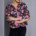 Black & Pink Floral Women Long Sleeves Jacket - Image 5