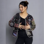 Black Reversible Patchwork Quilted Cotton Jacket - Image 5
