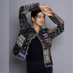 Black Reversible Patchwork Quilted Cotton Jacket