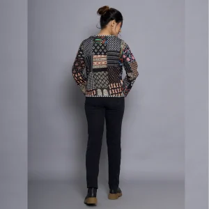 Black Reversible Patchwork Quilted Cotton Jacket - Image 7