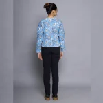 Blue Floral Print Machine Quilted Jacket - Image 8