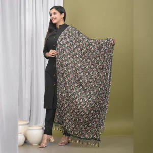Green Bandhej Jaipuri Chinon Silk Dupatta - Image 6