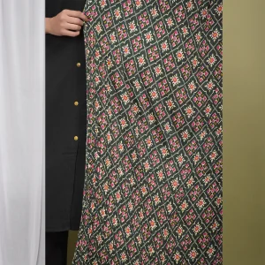 Green Bandhej Jaipuri Chinon Silk Dupatta - Image 3